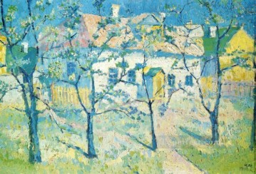 Artworks in 150 Subjects Painting - spring garden in blossom 1904 Kazimir Malevich trees